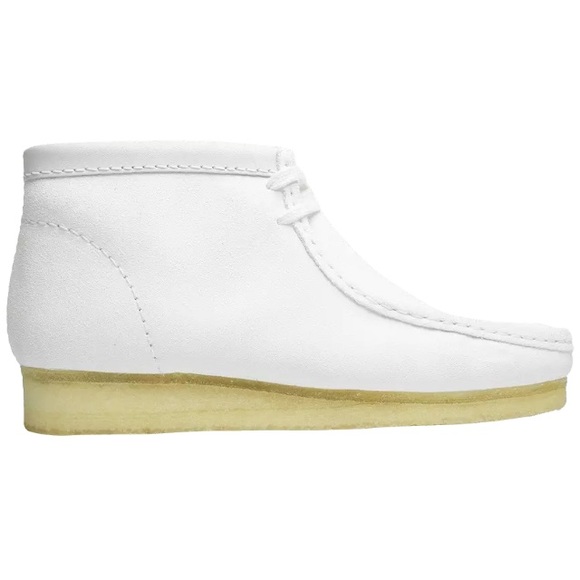 all white clarks wallabees
